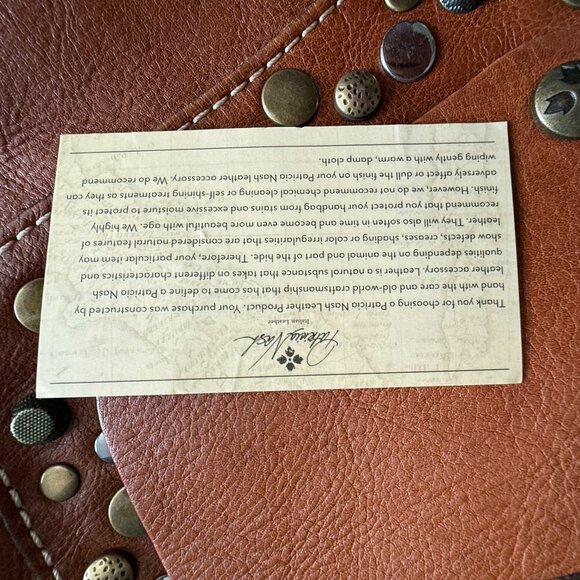 Patricia Nash Leather Western Coastal Cowgirl Ergo Studded Bag Brown Boho - Picture 12 of 14